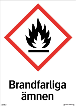 Skylt 33-0614, 33-1314 Kemiska ämnen Brandfarliga ämnen