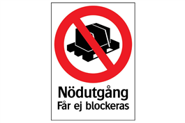 SKYLT NÖDUTG. FÅR EJ BLOCK. A4