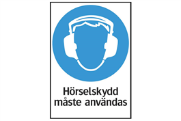 Påbudsskylt 35-2714 Hörselskydd måste användas