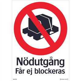 SKYLT NÖDUTG. FÅR EJ BLOCK. A4