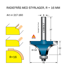 Avrundningsfr R16 D45 L22 S8